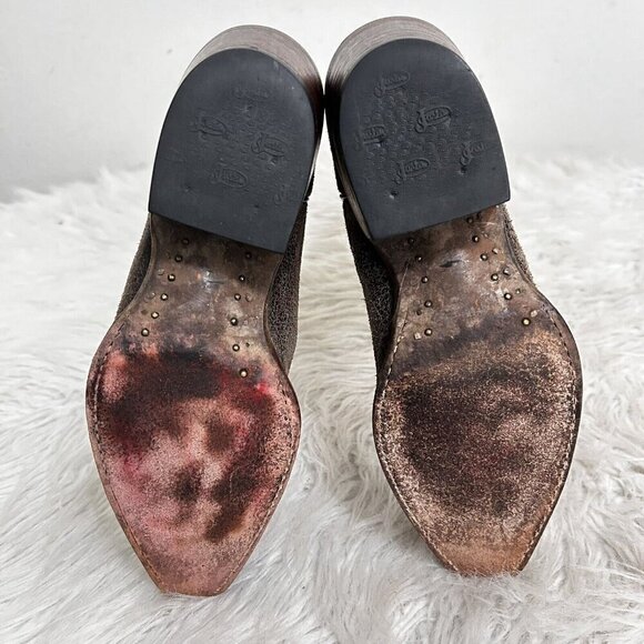 Justin Boots Women’s Western Cowboy Boots Sz 5.5B Distressed Leather Cream Brown - Picture 8 of 11